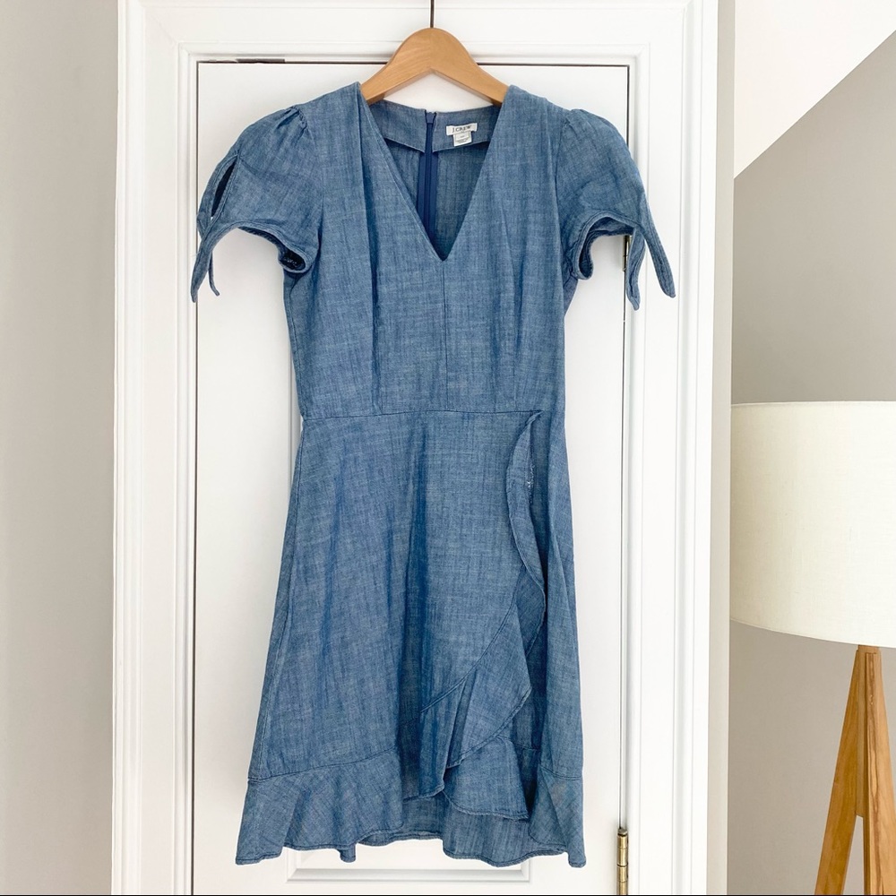 Chambray Faux Wrap Dress - Picture 6 of 8